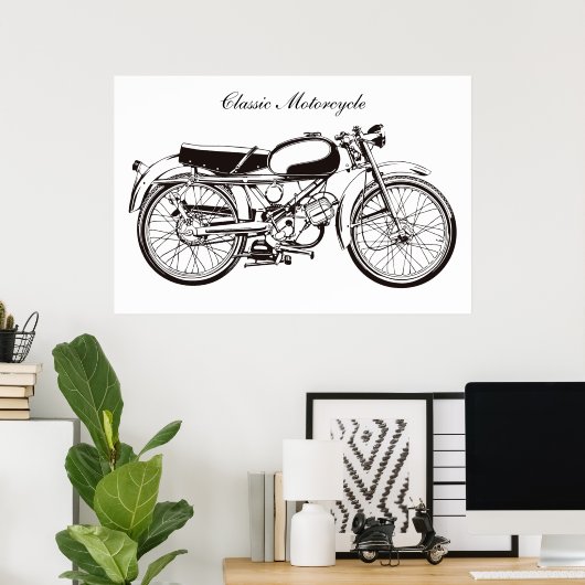 Klassieke motorfiets poster (Thuiskantoor)