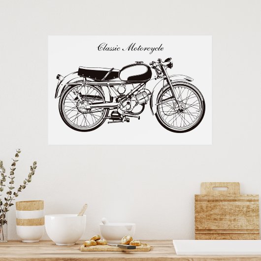 Klassieke motorfiets poster (Keuken)