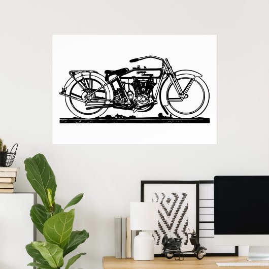 Klassieke motorfiets V Poster (Thuiskantoor)