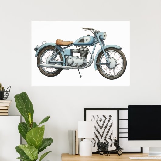 Klassieke motorfiets VII Poster (Thuiskantoor)