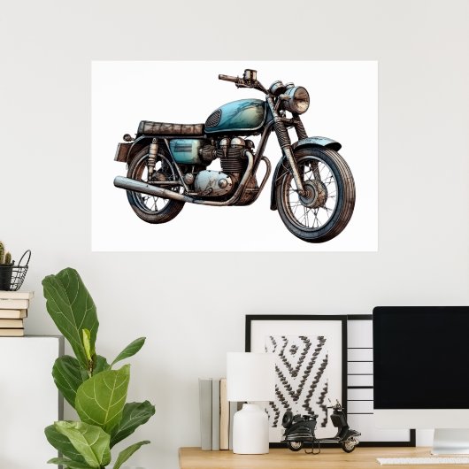 Klassieke motorfiets VIII Poster (Thuiskantoor)