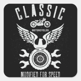 Klassieke motorfietsen, aangepast voor snelheid vierkante sticker