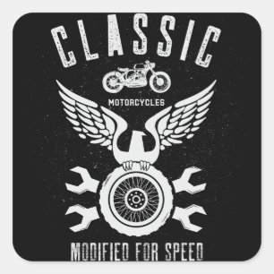 Klassieke motorfietsen, aangepast voor snelheid vierkante sticker