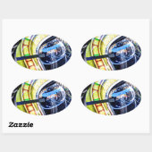 Klassieke motorhelm ovale sticker (Vel)