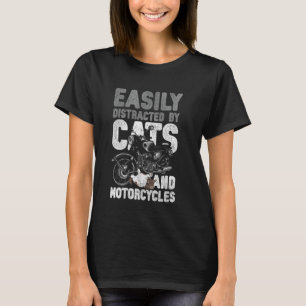 Klassieke motorrijder kat gemakkelijk afgeleid doo t-shirt
