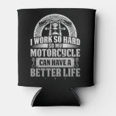 Klassieke motorrijder werkt hard Mijn motorfiets k Blikjeskoeler (Voorkant)