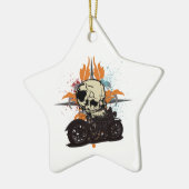 Klassieke motorrijtuigenschedel met verfstreepjes keramisch ornament (Links)