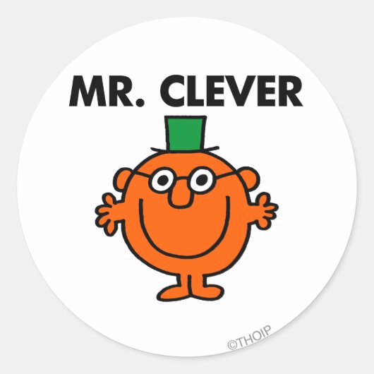Klassieke Mr Clever Logo Ronde Sticker (Voorkant)