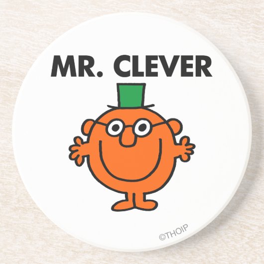 Klassieke Mr Clever Logo Zandsteen Onderzetter (Voorkant)