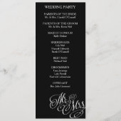 Klassieke Mr. en mevrouw Wedding-programma Programmakaart (Achterkant)