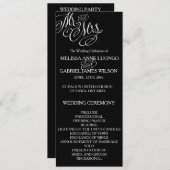 Klassieke Mr. en mevrouw Wedding-programma Programmakaart (Voorkant / Achterkant)