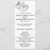 Klassieke Mr. en mevrouw Wedding-programma Programmakaart (Voorkant)