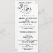 Klassieke Mr. en mevrouw Wedding-programma Programmakaart (Voorkant / Achterkant)