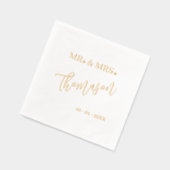 Klassieke Mr en Mrs Trouwdag Datum Roze Goud Folie Servetten (Links)