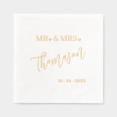 Klassieke Mr en Mrs Trouwdag Datum Roze Goud Folie Servetten (Voorkant)