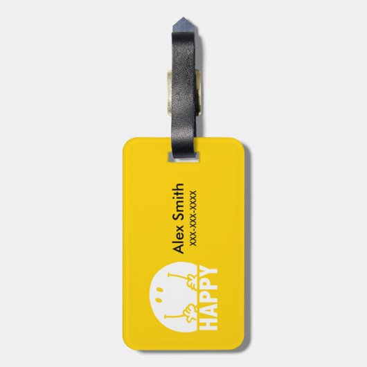 Klassieke Mr Happy Bagagelabel (Achterkant verticaal)