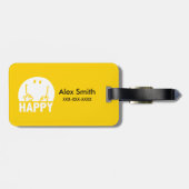 Klassieke Mr Happy Bagagelabel (Achterkant horizontaal)