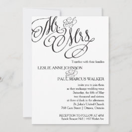 Klassieke Mr. & Mrs Wedding Invitation Kaart