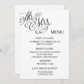 Klassieke Mr. & Mrs Wedding Menu (Voorkant / Achterkant)