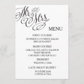 Klassieke Mr. & Mrs Wedding Menu (Voorkant)