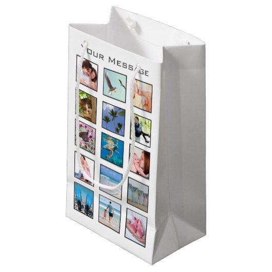 Klassieke Multiple Square Custom Photo Collage Klein Cadeauzakje (Voorkant Gekanteld)