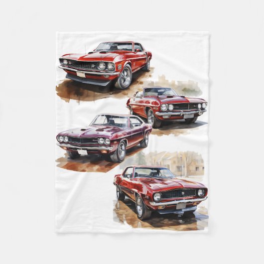 Klassieke Muscle Auto Fleece Deken (Voorkant)
