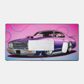Klassieke Muscle Car, stijlvol modern. Roze en bla Bureaumat (Keyboard & Muis)