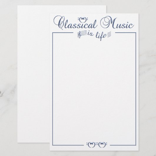 Klassieke muziek briefpapier, aanpasbaar briefpapier (Voorkant / Achterkant)