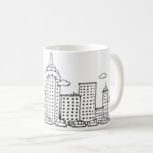 Klassieke muziek Cartoon Skyline Mok (Voorkant rechts)