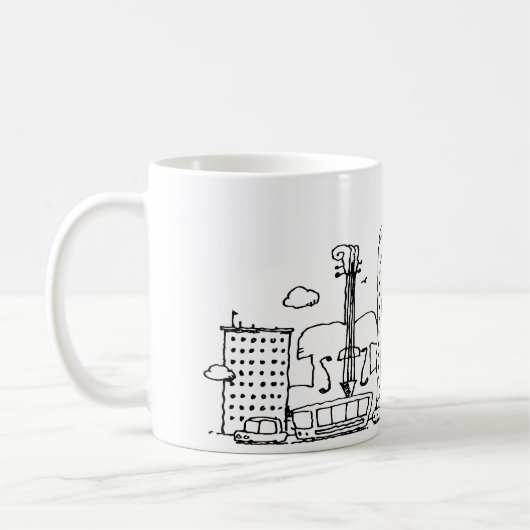 Klassieke muziek Cartoon Skyline Mok (Links)