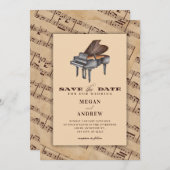 klassieke muziek piano bruiloft save the date (Voorkant / Achterkant)