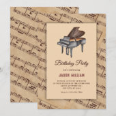  klassieke muziek piano verjaardag kaart (Voorkant / Achterkant)