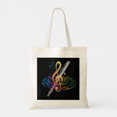 Klassieke muziek Treble Clef Flutist Gift Flute Pu Tote Bag (Achterkant)