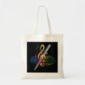 Klassieke muziek Treble Clef Flutist Gift Flute Pu Tote Bag (Voorkant)