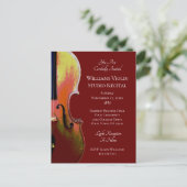 Klassieke Muziek Viool Overweging Concert Rood Uitnodiging Briefkaart (Staand voorkant)