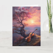 Klassieke muziekbalk of Violinist Bonsai Birthday Kaart (Voorkant)