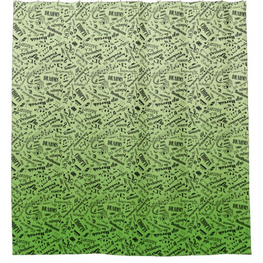 Klassieke muziekcomponisten Notation Lime Green Douchegordijn (Voorkant)