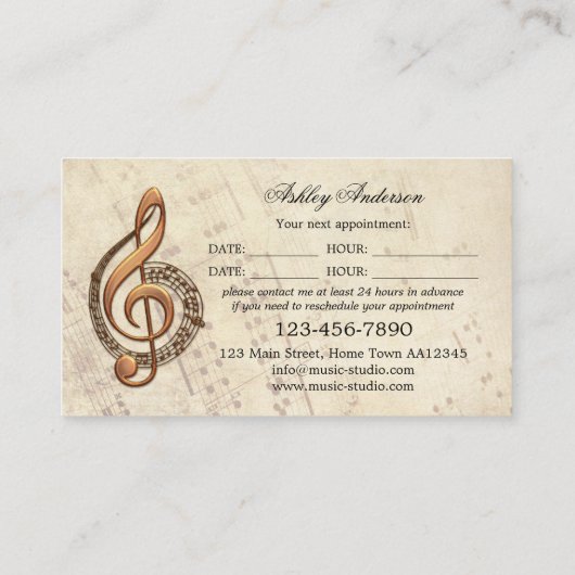 Klassieke muziekdocent Visitekaartje voor benoemin Afsprakenkaartje (Achterkant)