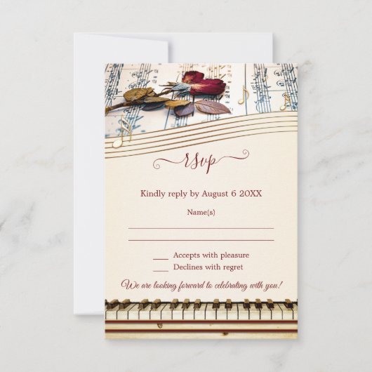 Klassieke muziekkaart met het huwelijk RSVP-kaart Kaart (Voorkant)