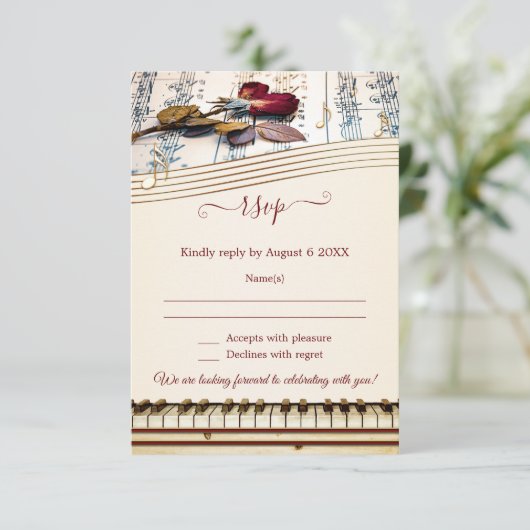 Klassieke muziekkaart met het huwelijk RSVP-kaart Kaart (Staand voorkant)