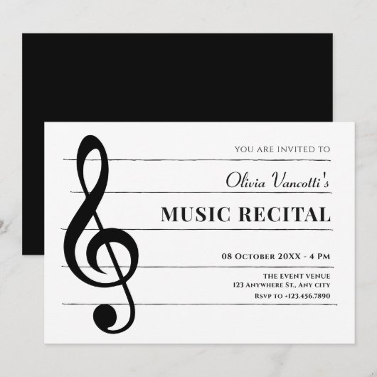 Klassieke muzieknoten kaart (Voorkant / Achterkant)