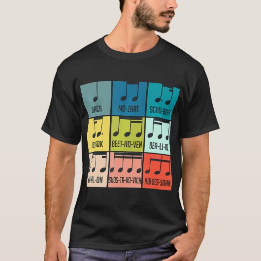 Klassieke muzieknoten Muziekblad Composer T-shirt (Voorkant)