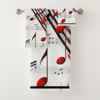 Klassieke Muzikale Chaos Rood Wit en Zwart Bad Handdoek