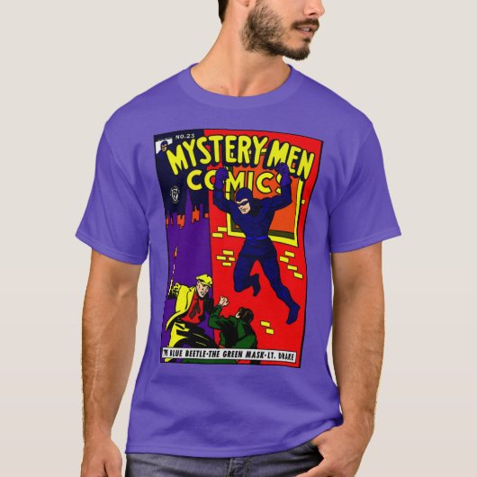 Klassieke Mystery Mannen Comics T-Shirt uit 1940 (Voorkant)