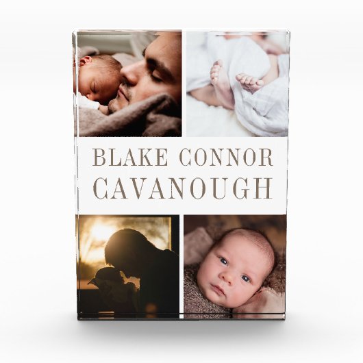 Klassieke naam 4-Foto Baby Keepsake Fotoblokken (Voorkant)