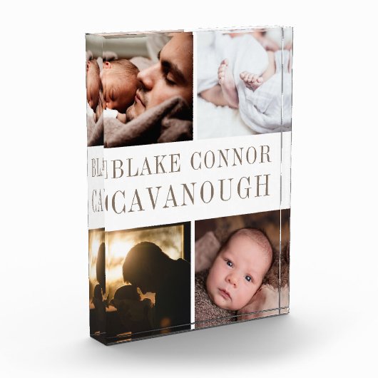 Klassieke naam 4-Foto Baby Keepsake Fotoblokken (Links)