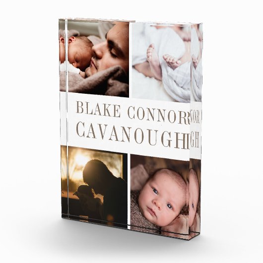 Klassieke naam 4-Foto Baby Keepsake Fotoblokken (Rechts)