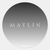 Klassieke naam of woord | Gradiëntgrijs Ronde Sticker (Voorkant)