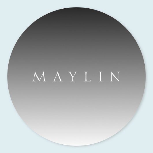 Klassieke naam of woord | Gradiëntgrijs Ronde Sticker