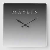 Klassieke naam of woord | Gradiëntgrijs Vierkante Klok (Voorkant)